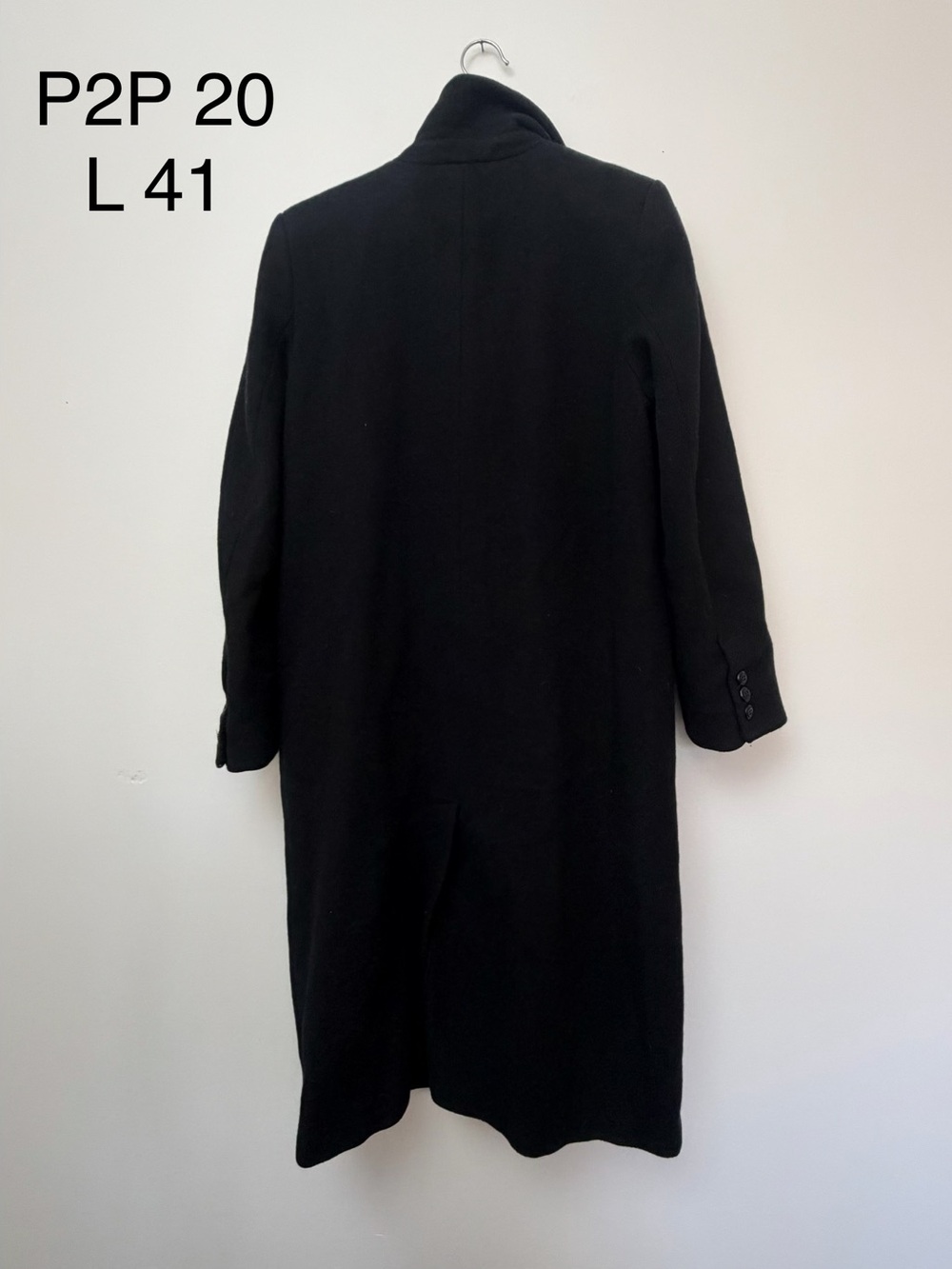 Nordstrom Hilary Radley Black Wool Blend Long Coat Size 8 Classic Minimalist - Picture 6 of 11